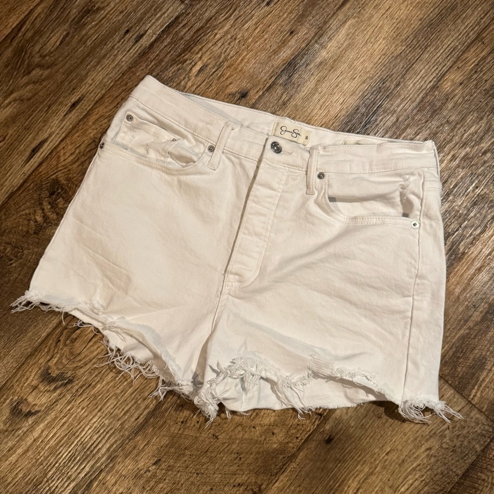 Jessica Simpson Shorts Womens 30 White Denim Cutoff Raw Hem Stretch Casual